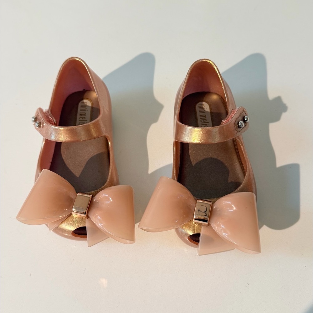 Mini Melissa Pink and Gold Kids Dress Shoes